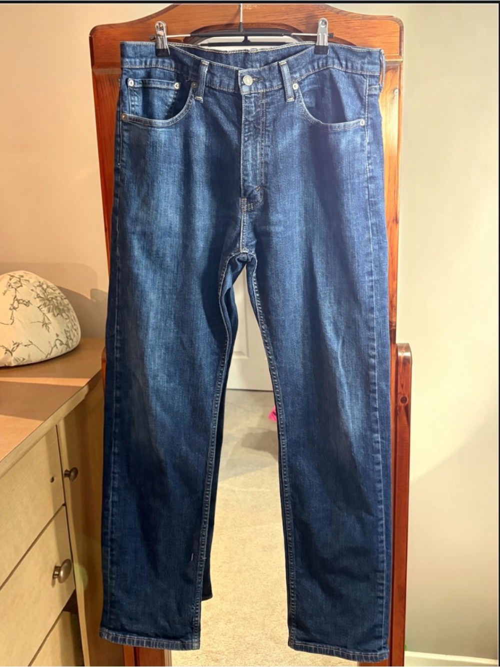 Levi's 505 Regular Fit Straight Leg Jeans in Dark Wash Blue Waist 36 Length 34
